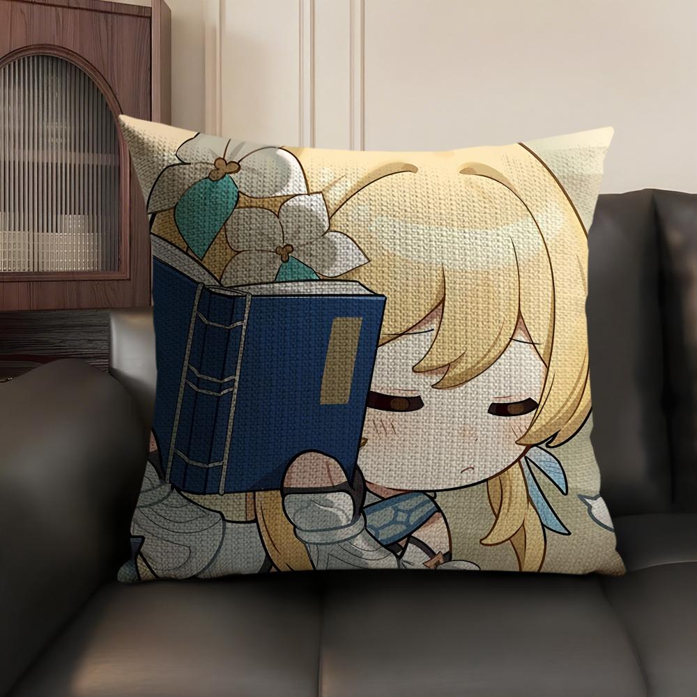 Lumine Cute Cute Genshin Impact Cushion Cover Natural Linen Organic Fabric DoubleSided Printing Sofa Home Decor Pillow Case