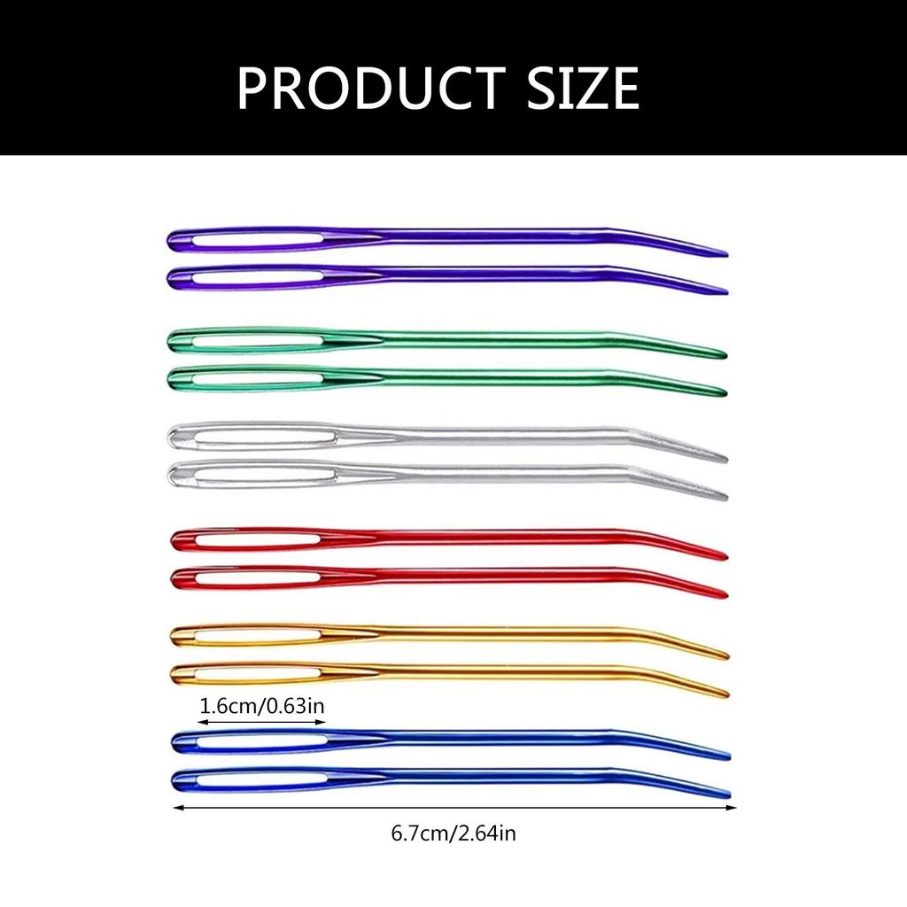 Large Eye Sewing Needle with Curved Tip Yarn Darning Needle Sewing Needle Set for Wool Sewing Hand Knitting Crocheting