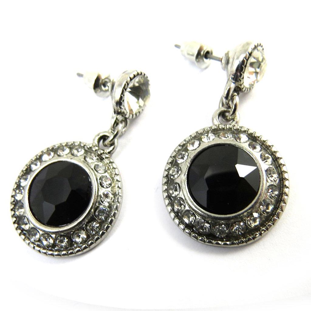 Les Trésors De Lily [N3136] - Designer Earrings 'Sissi' Black White Silver