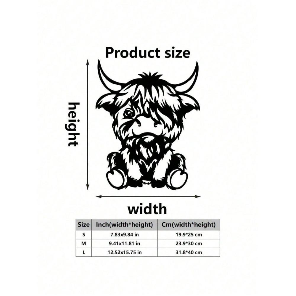 Metal Wall Art Highland Cow Sculpture Rustic Home Decor Gift for Farmhouse Office Living Room Birthday