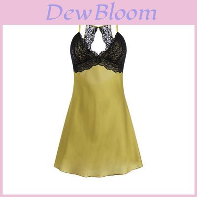 Lace Satin Sleepwear Set With V Neck And Sleeveless Design For Women