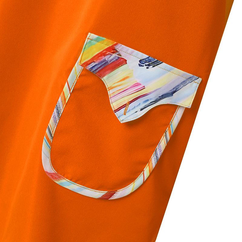 Damen Übergröße Rundhals Ausländisches Material Patchwork Taschen Lässige Einfarbige Oberteile Hosen