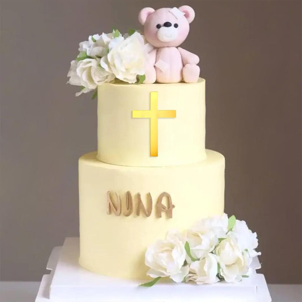10-delars Set Guld Kors Cupcake Toppers Dop Första Nattvarden Tårtdekoration för Födelsedag Babyshower Festdekorationer