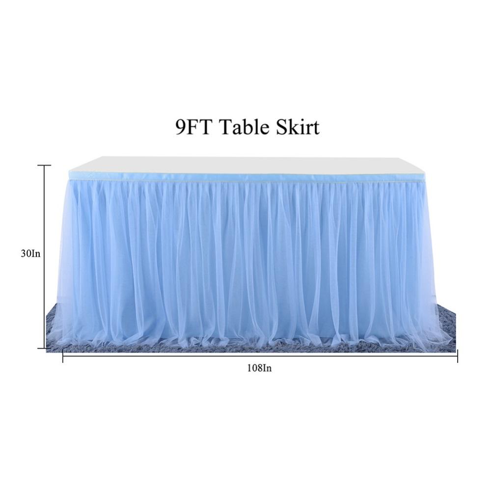 6/9/14Ft Tulle Table Skirt Rectangular Table Decoration Gauze Cloth Cover For Wedding Party