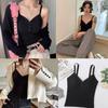 Ekieta Padded Camisole Underwear with Ultra Thin Wireless Tank High Women's Cups, Lightweight, Cups, Top, V-Neck, Elasticity, Soft, Breathable,