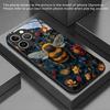 Berries Flowers Bees Pattern Tempered Glass Phone Case For iPhone 17 16 15 14 13 12 11 Pro Max 17 Air 7 8 Plus XR XS X Cover