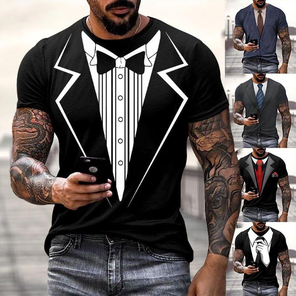 Moda Estiva Divertente T-shirt Finta Completo 3D Uomo Frac a Coda Corta Manica Corta Top Personalizzato Casual Comodo