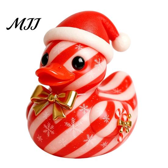 Indoor Outdoor Holiday Accents Christmas Duck Figurine, Resin Sculpture for Home Decor, Cute Small Statues Desktop Ornaments with Festive Elements