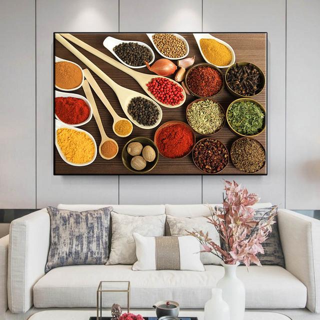 Moderne Mura Bunte Küche Gewürz Leinwand Malerei Abstrakte Bilder für Nordic Wohnzimmer Küche Wand Kunst Dekor Kein Rahmen