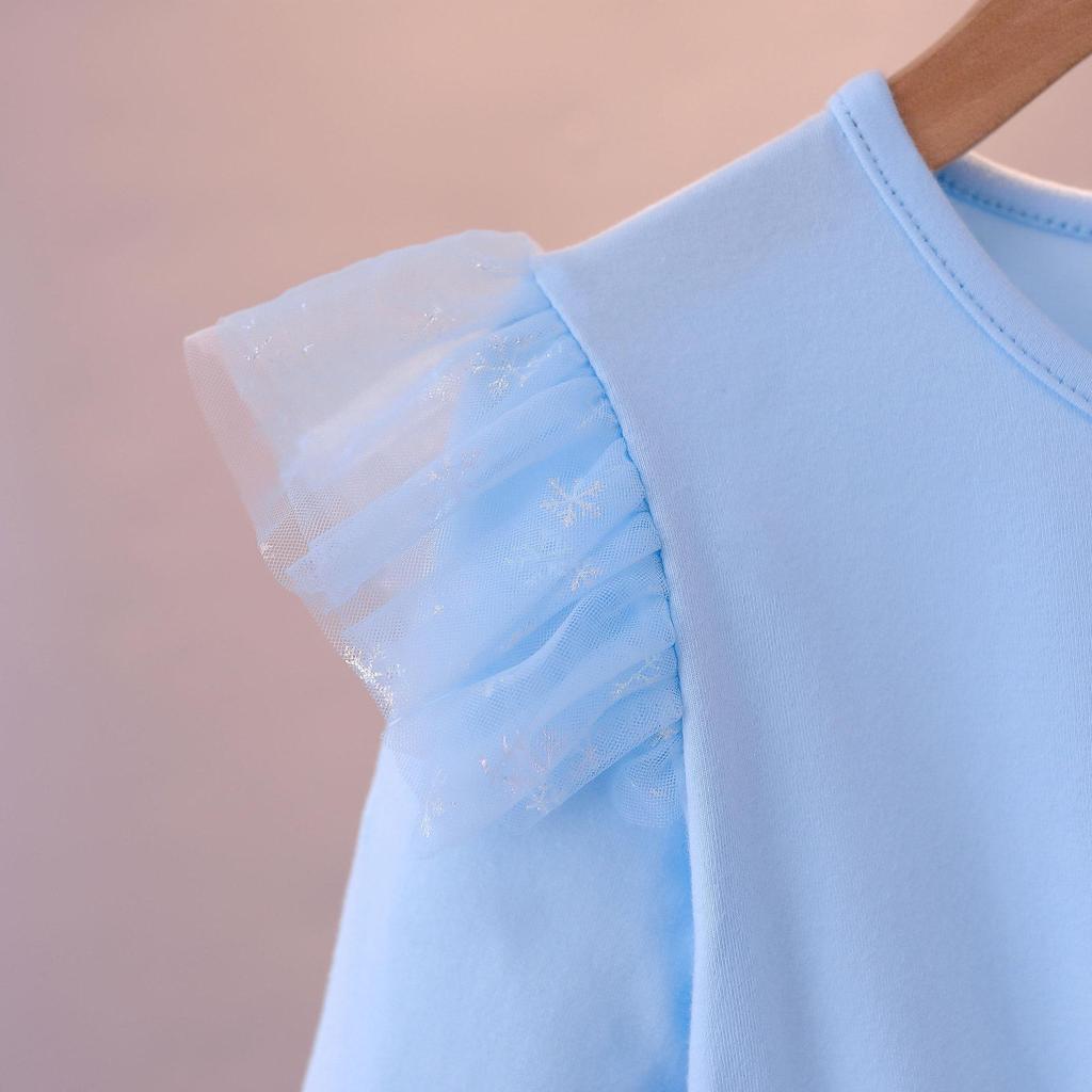 Elsa Princess Spring/Autumn Dress: Girls' Mesh Skirt, One-Piece Stylish Outfit