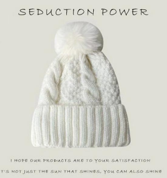 

Женская ветрозащитная шерстяная шапка-бини на флисовой подкладке - Теплая, толстая шапка крупной вязки с защитой ушей