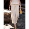 Basic House Women's Tencel-Linen Wide-Leg Cropped Pants
