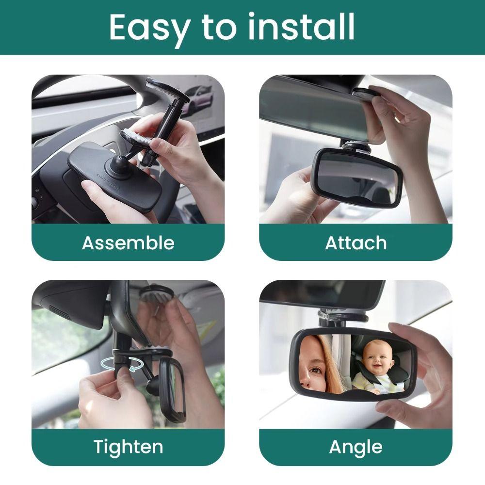 Wide Angle Clip on Car Mirror for Baby Safety Baby Observation Mirror  Rear Passengers Viewing
