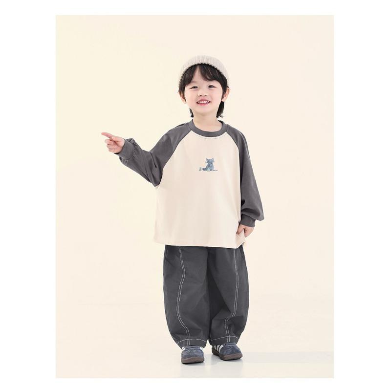 Boys Loose Long Sleeve Cotton T Shirt Raglan Sleeve Casual Kids Tops For Toddler Children