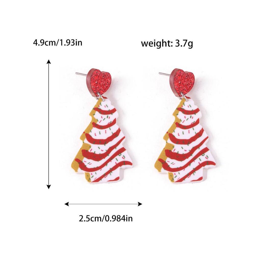European & American Christmas Glitter Heart Stripe Tree Acrylic Women's Dangle Earrings
