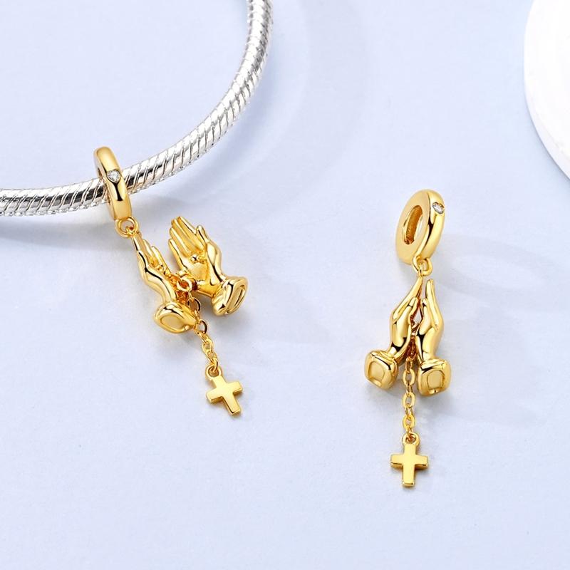 Sales 925 Silver Golden Series Charms Beads Cross Devil's Eye Bow Charms Pendant Fit Bracelet DIY Jewelry