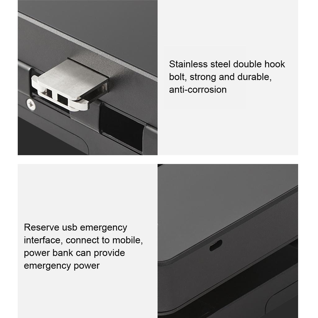 APP Smart Fingerprint Biometrics Number Code Card Password Lock Frameless Frame Glass Push Sliding Door for Home Office  Black