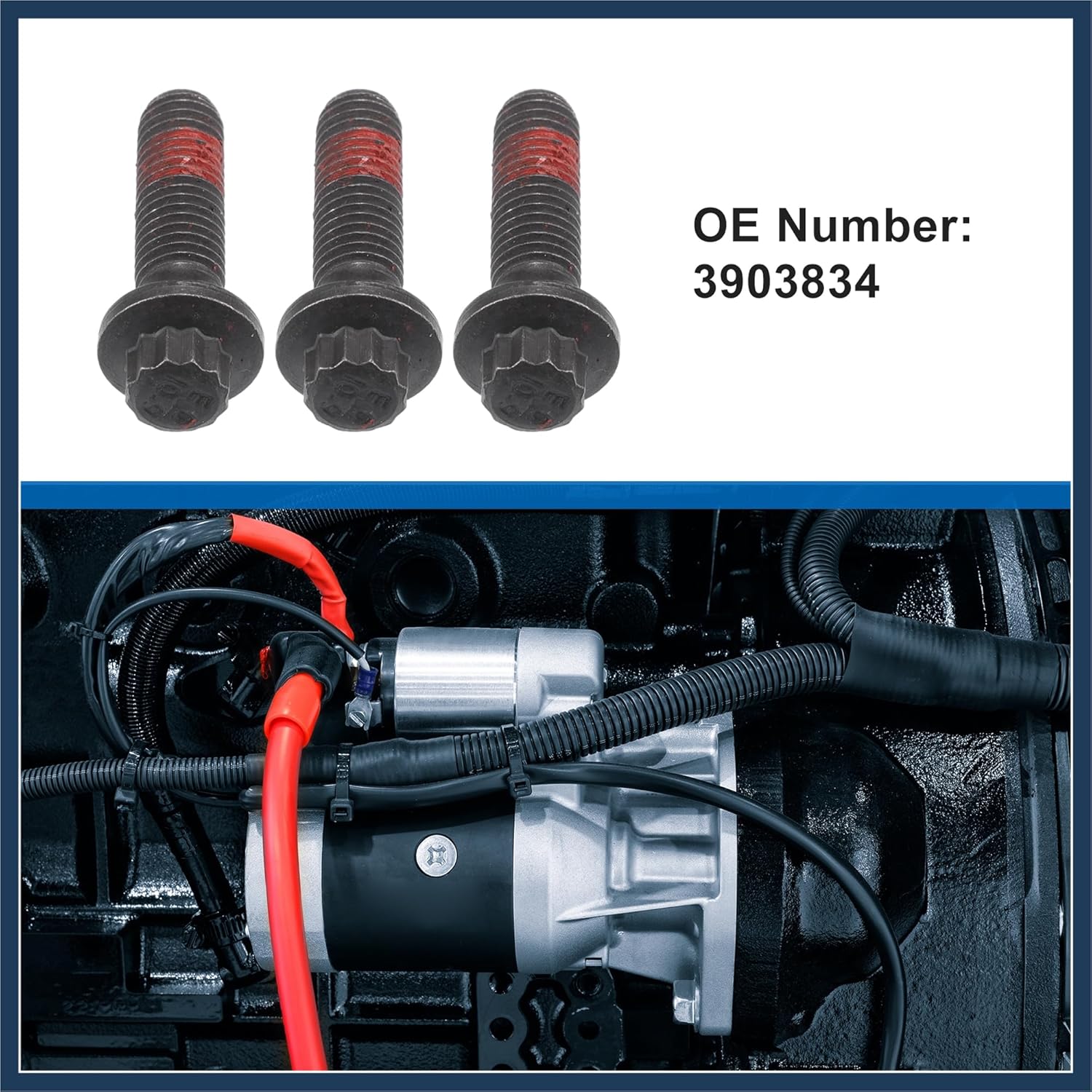 3903834 Starter Mounting Bolts Fit for Dodge for Ram 2500 3500 2003-2006 for Dodge for Ram 4000 2005-2006 - Pack of 3 Stylish Design