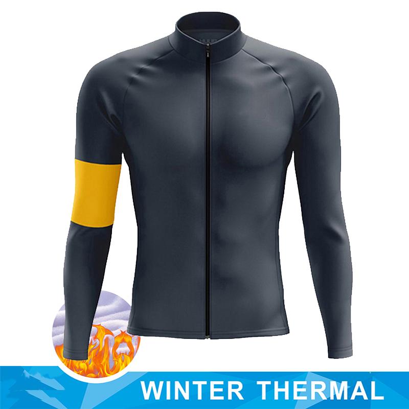 Team 2024 Men Cycling Jersey Winter Thermal Fleece Long Sleeve MTB Bicycle Warm Jacket Road Bike MTB Clothing Outdoor Sportswear