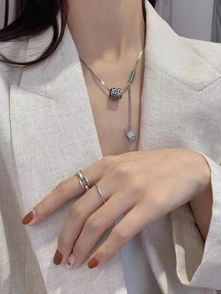 Love Pendant Thai Silver Sweater Hip Hop Cross Necklace Women'S Premium Long Sweater Chain Accessories