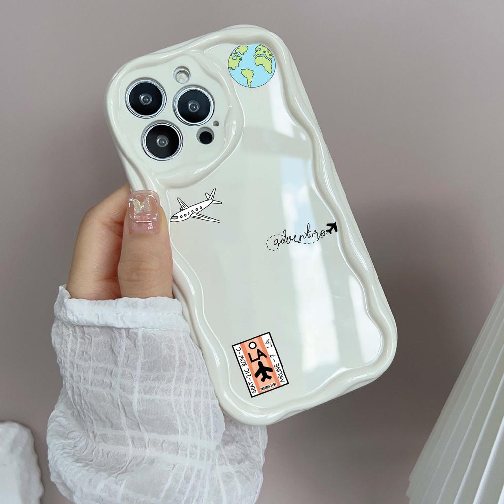 N68 Airplane flight trajectory art Soft Wavy Phone Cases for iPhone 14 Pro Max 13 mini 15 Plus XR 7 8 6 XS Max 12 11 Protective Bumper Cover