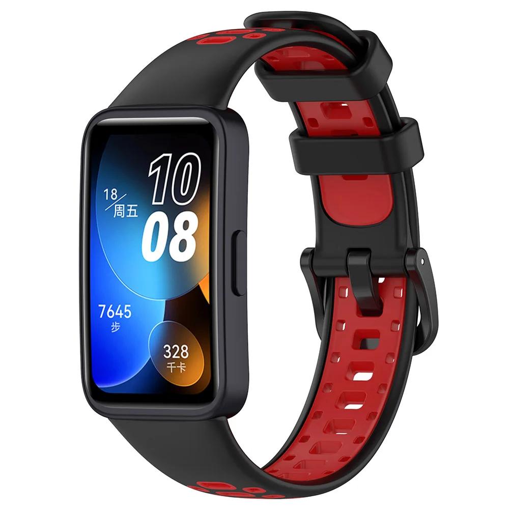 Silicone Wrist Strap For Huawei Band 10 9 8 Two-Color Watchband Bracelet Wristband Accessories