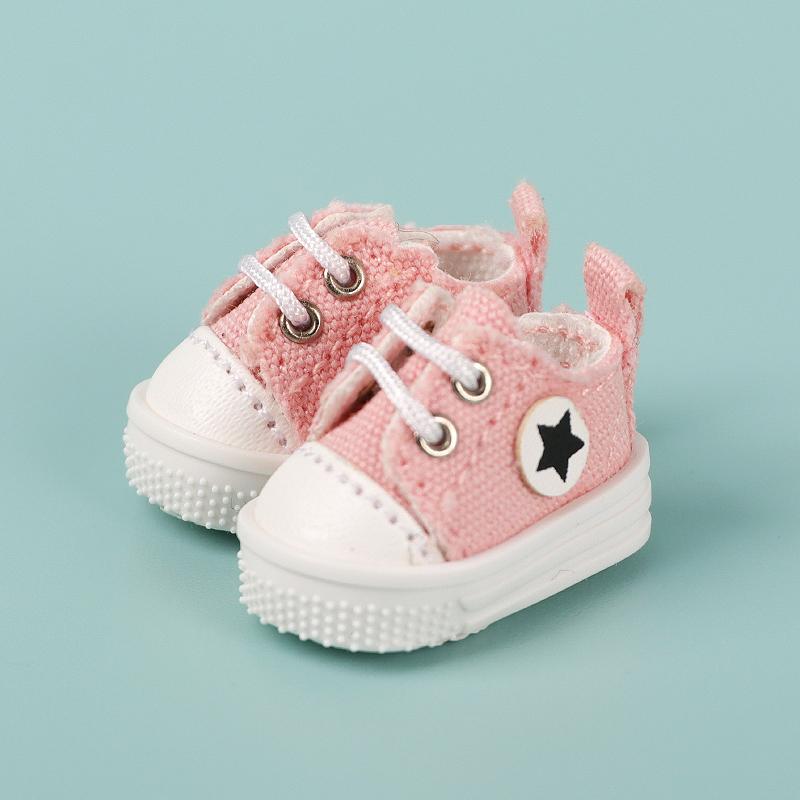 

Pair Of 1:12 Dollhouse Low Top Canvas Shoes Star Pattern Shoes Suit For Ob11 1/12 Bjd Doll Gsc DOD, YMY Doll Accessories OB11