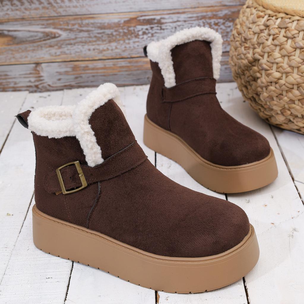Fashion Comemore Autumn and Winter New Thick Bottom Women's Shoes Flat Bottom Snow Boots Padded Warm Cotton Shoes Casual Platorm Botines
