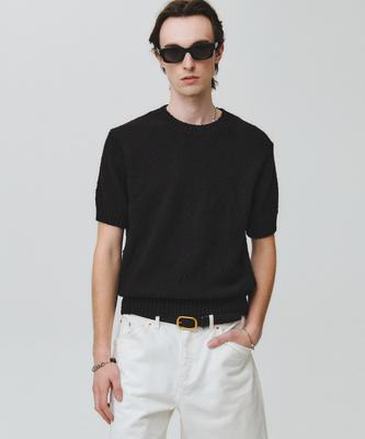 NOIRER Low Gauge Crop Half Knit (Black)