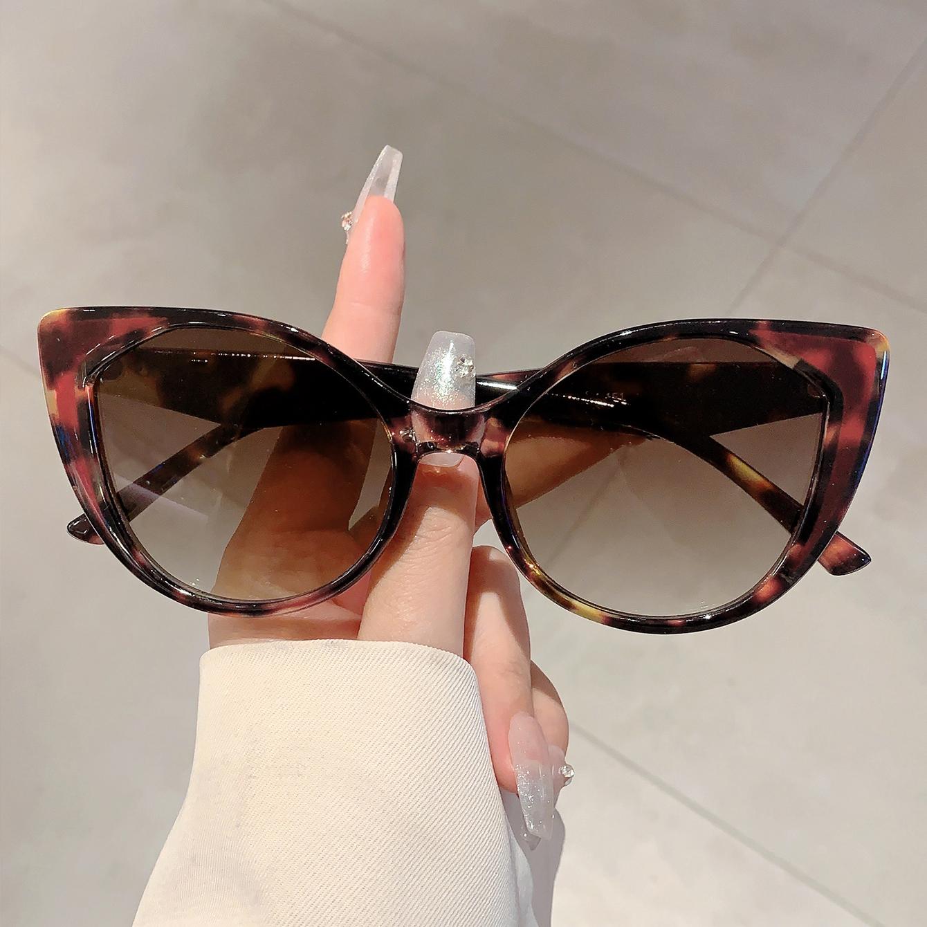 Dote Women's Kammpt Cat Eye Sunglasses Leopard Print Gradient Lens Fashion Sun Glasses Ins Trendy Shades For Lady Cm