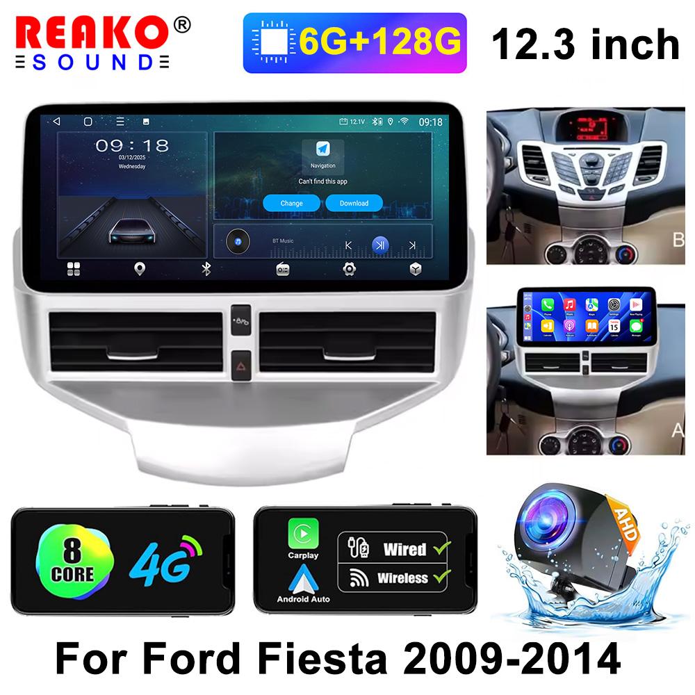 12.3 Inch Touch Screen Wireless Carplay for Ford Fiesta 2009-2014 GPS Navigation Bluetooth 4G