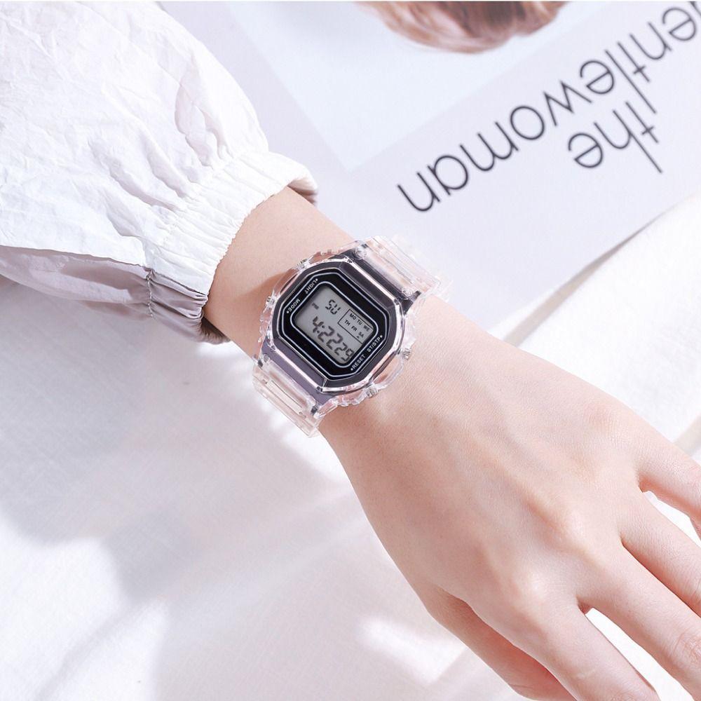 Transparent Watchband Digital Watch Clock Wristwatches Fashion Electronic Watches