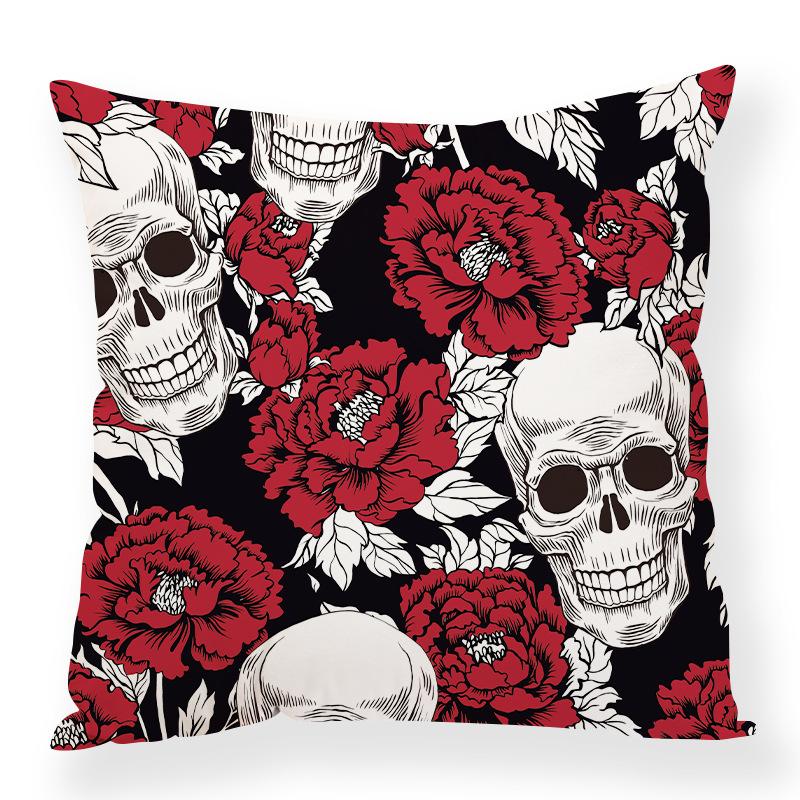 

Skeleton Flowers Cyberpunk Pillowcase Abstract Creative European and American Style Digital Printed Backrest Set 45 * 45 pillow cover