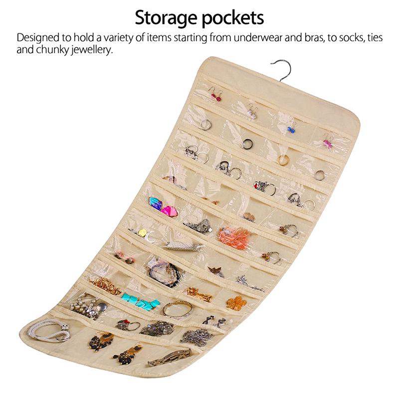 80 kieszonkowy wiszący organizer na biżuterię do przechowywania biżuterii z kolczykami