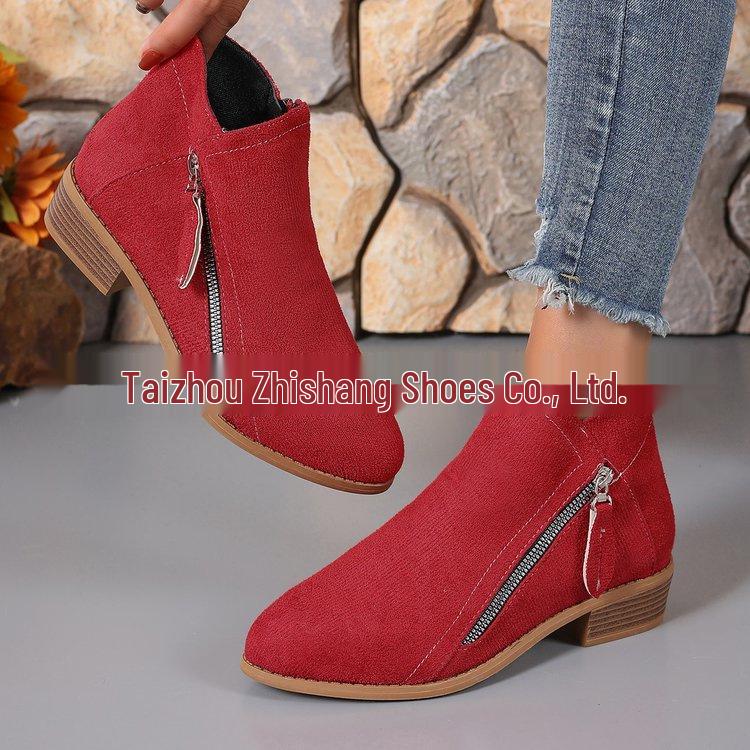 Plus Size Suede Women's Ankle Boots - Autumn/Winter 2021, European & American Style