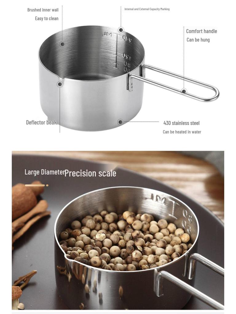 Stainless Steel Measuring Cups & Spoons Set - 4-Piece for Baking & Coffee Beans.