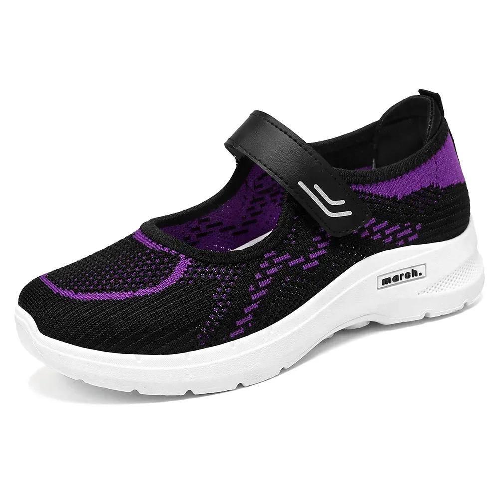 New Middle and Elderly Mom's Shoes Soft Sole Shallow Mouth Walking Shoes Adhesive Casual Single Shoes 2025