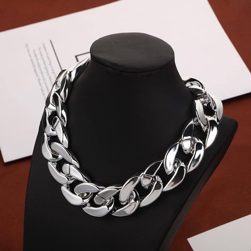 JMXD - Europäischer und amerikanischer Street-Hip-Hop-Schmuck, trendige, einlagige minimalistische Halskette mit Farbspleißen für Damen