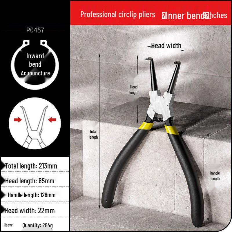 Industrial-Grade Circlip Pliers Set: 5-9 Inch, Inner/Outer, Pointed/Bent Nose for Auto Repair