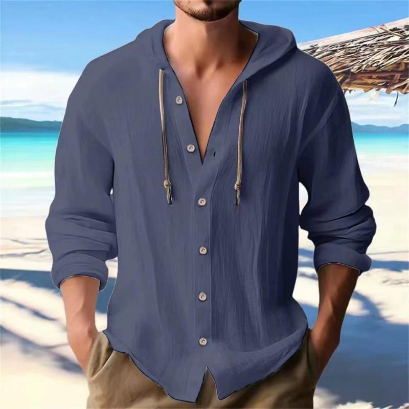 IHUASU Men's Fashion Autumn/Winter Long Sleeves Hooded Casual Blouses & Shirts Elegant