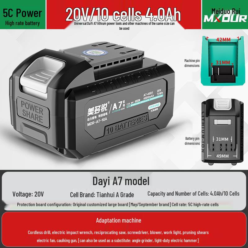 Universal A7 20V Cordless Multi-Tool: Electric Wrench, Angle Grinder, Hammer, Drill, Circular Saw.