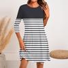 Women's Fashion Casual Print Round Neck Three-quarter Sleeve Short Dress