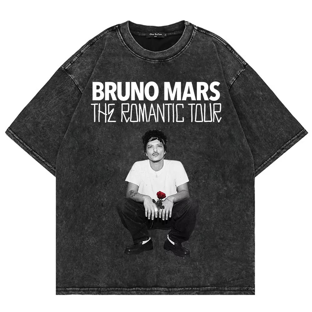 

Cotton Vintage Washed Bruno Mars The RoUnisextic Tour T Shirt Fashion UnisexWomen Retro Oversized Loose Acid Wash Tee Shirt M