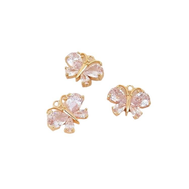 14K Gold-Filled Zircon Butterfly Pendant Charm for DIY Jewelry