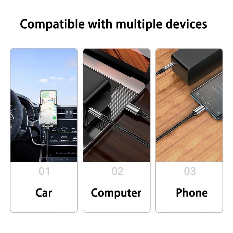 USB C To 3.5mm Jack AUX Audio Cable Car Speaker HiFi Headphone Headset Adapter For iPhone 16 Pro Samsung Xiaomi Huawei Google