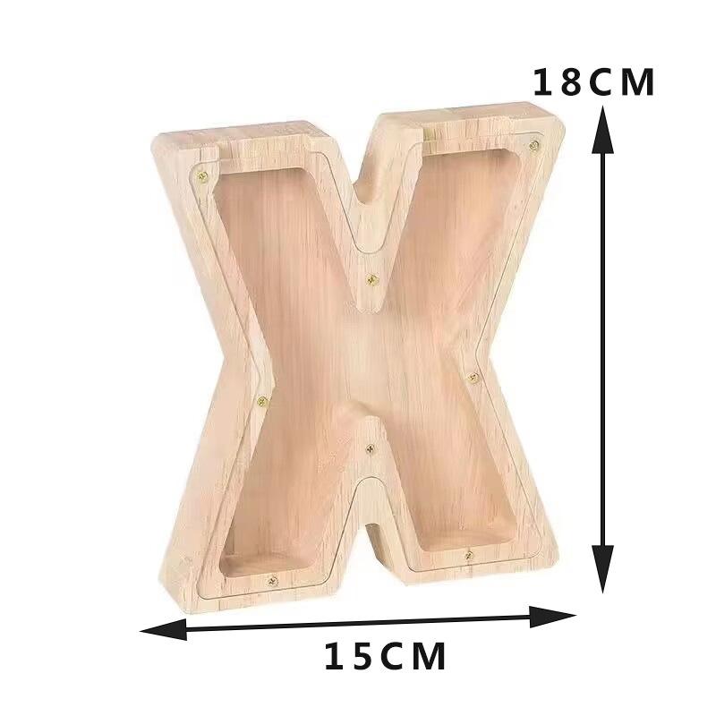 Twenty-Six English Alphabet Moneybox Coin Money Piggy Bank Wooden Letter Saving Box Desktop Ornament Home Decor