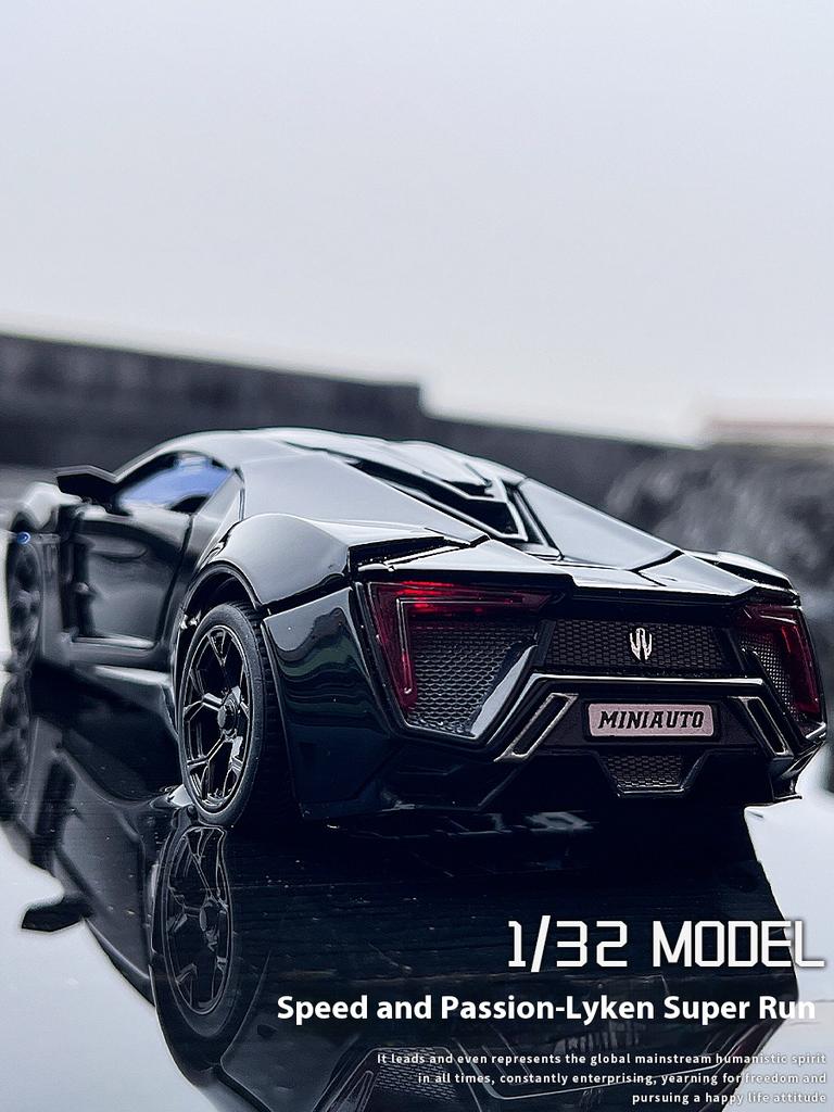1:32 W Motors Lykan HyperSport Super Sport Car Alloy Metal Diecast Model Vehicle Collecting Hobby Sound & Light Trendy Ornaments