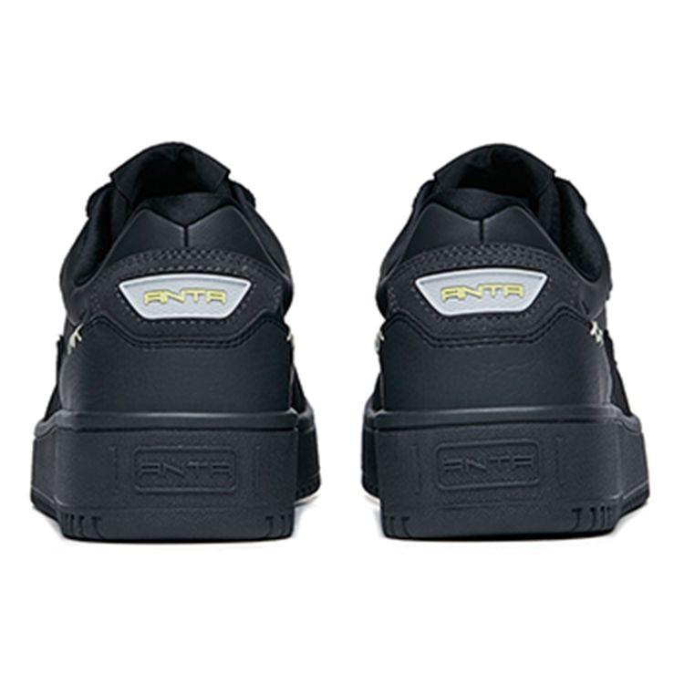 Anta Life Retro Men Black Gray White Leather Fabric Non-Slip Casual Low-Top Sneakers 912218066-3