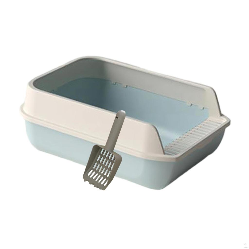 Cat Litter Box Open Top Kitten Potty Toilet High Sided Tray Green