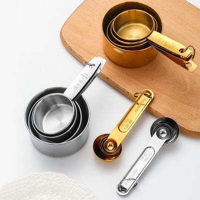 Sada odměrek z nerezové oceli Váhy se dvěma jednotkami Ergonomická rukojeť Odměrka pro přesné odměřování pečení Domácí kuchyně Použití v pekařství